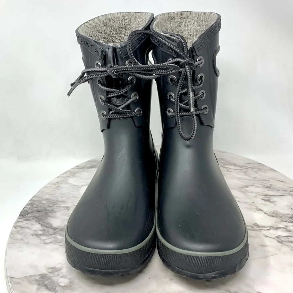 Bogs Amanda Plush Waterproof Lace Up Mid Winter Boots Youth 4/37 Warm Rain Snow - Picture 4 of 16